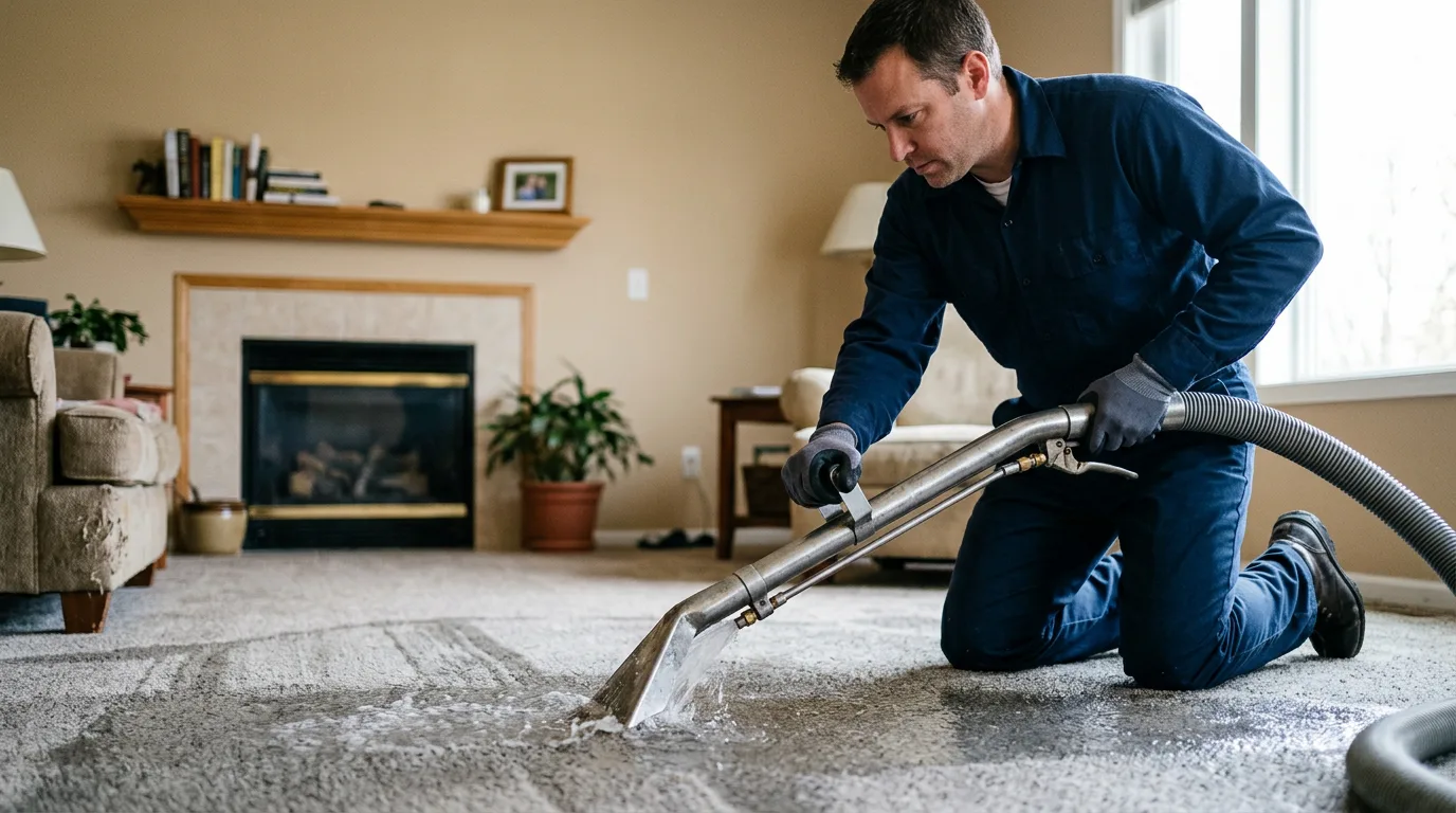 Water damage restoration technician working near Harleton, TX